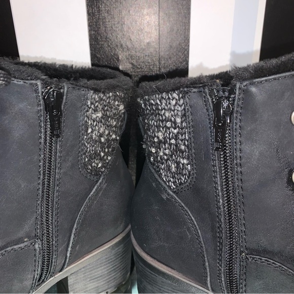 BareTraps Chunky Heeled Winter Heeled Work Boots Sz 9 Women’s Black Faux Leather - Picture 6 of 9